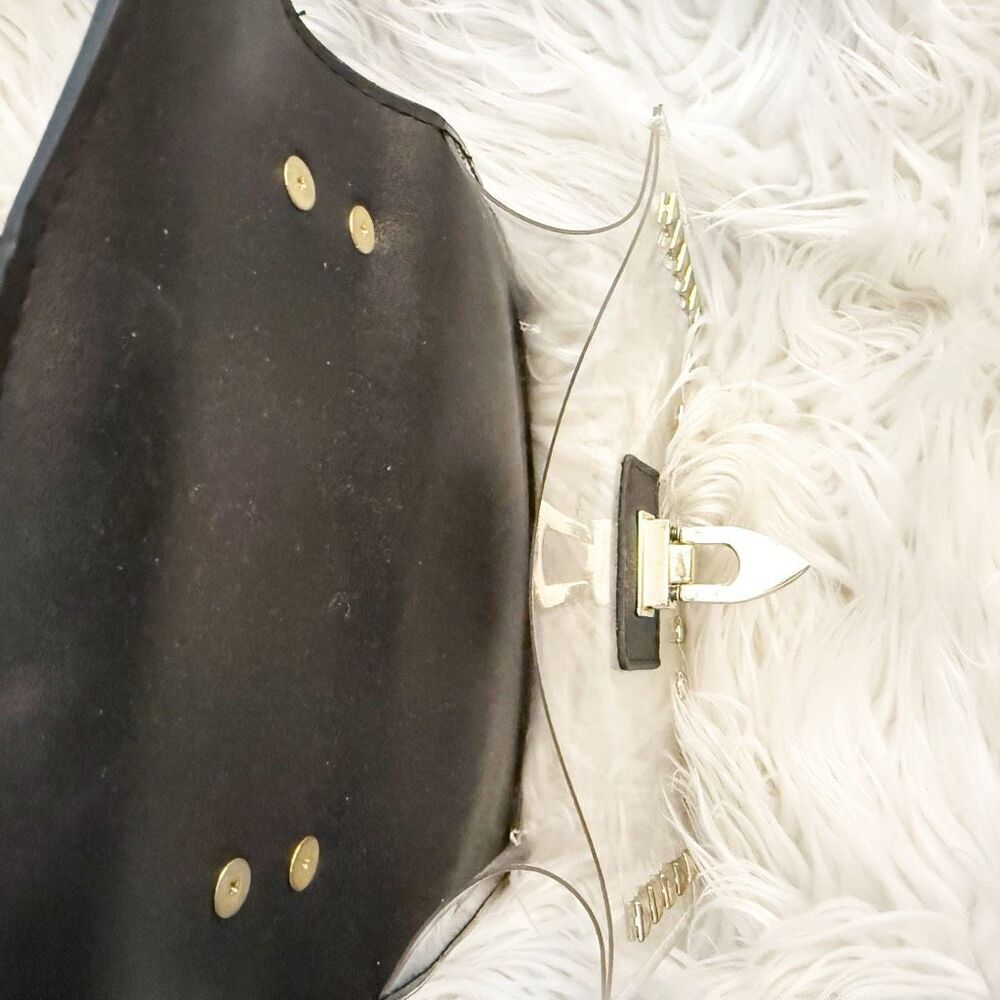 BOUTIQUE | Betty Shoulder Bag Clear Black Gold Tone Studded Chain Strap Stud - Picture 6 of 7